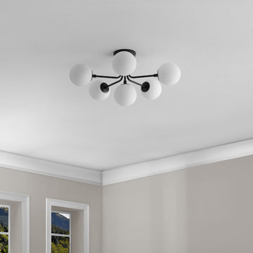 Olivier Parisian 24" Globe Modern Industrial Iron Bistro LED Semi Flush Mount